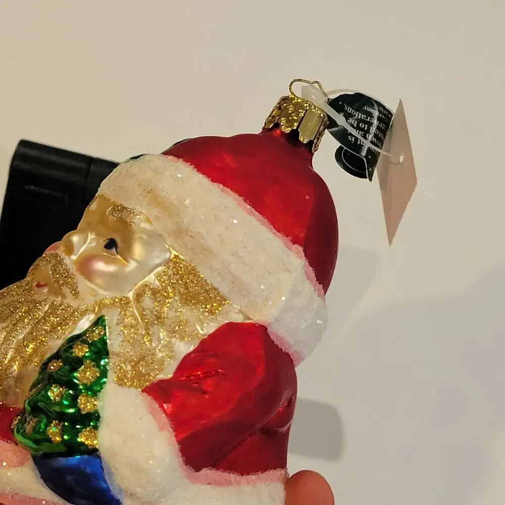 Vintage Christborn Germany Blown Glass Santa Claus Christmas Ornament Cost plus